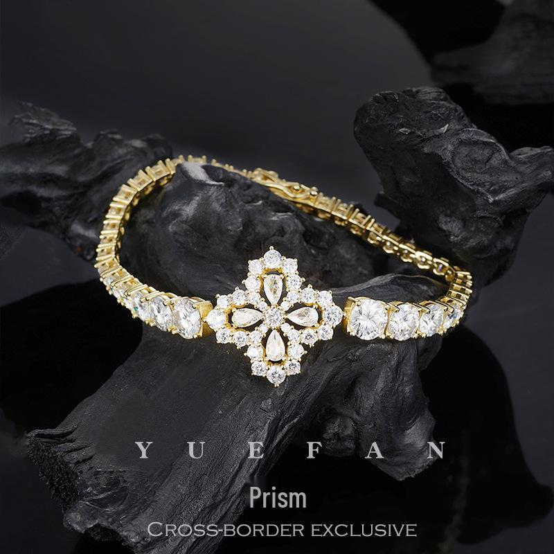 2025 Luxury Sparkling Diamond Snowflake Bracelet: Elegant, Versatile, High-End Design for Women 15cm серебро инкрустировано кубическим цирконием золотого