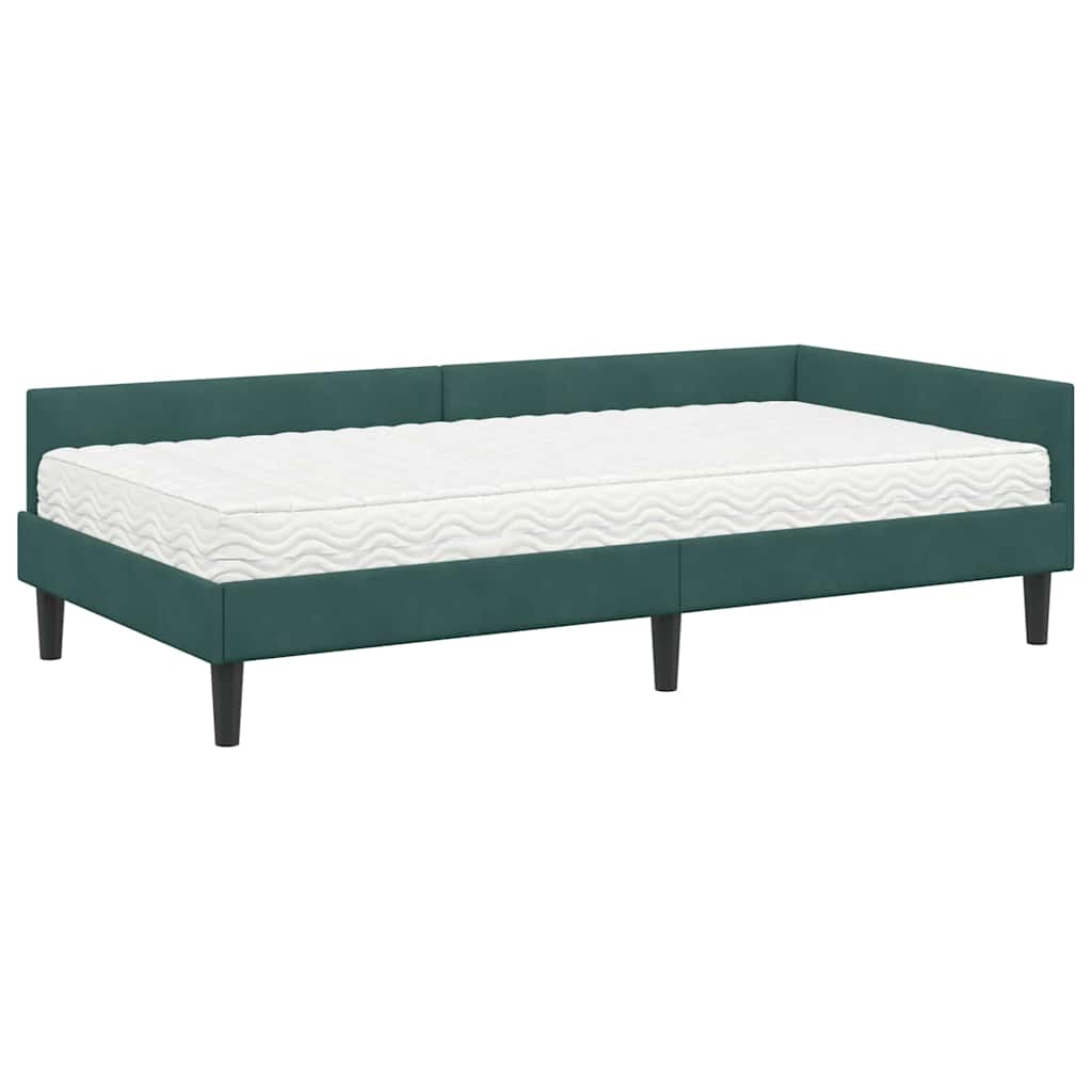 Corner Bed Frame with Mattress Other 2 Pcs Green Velvet