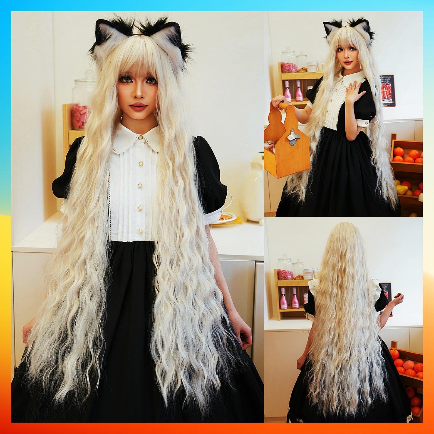 

Европейский модный очень длинный кудрявый парик для косплея для женщин серый