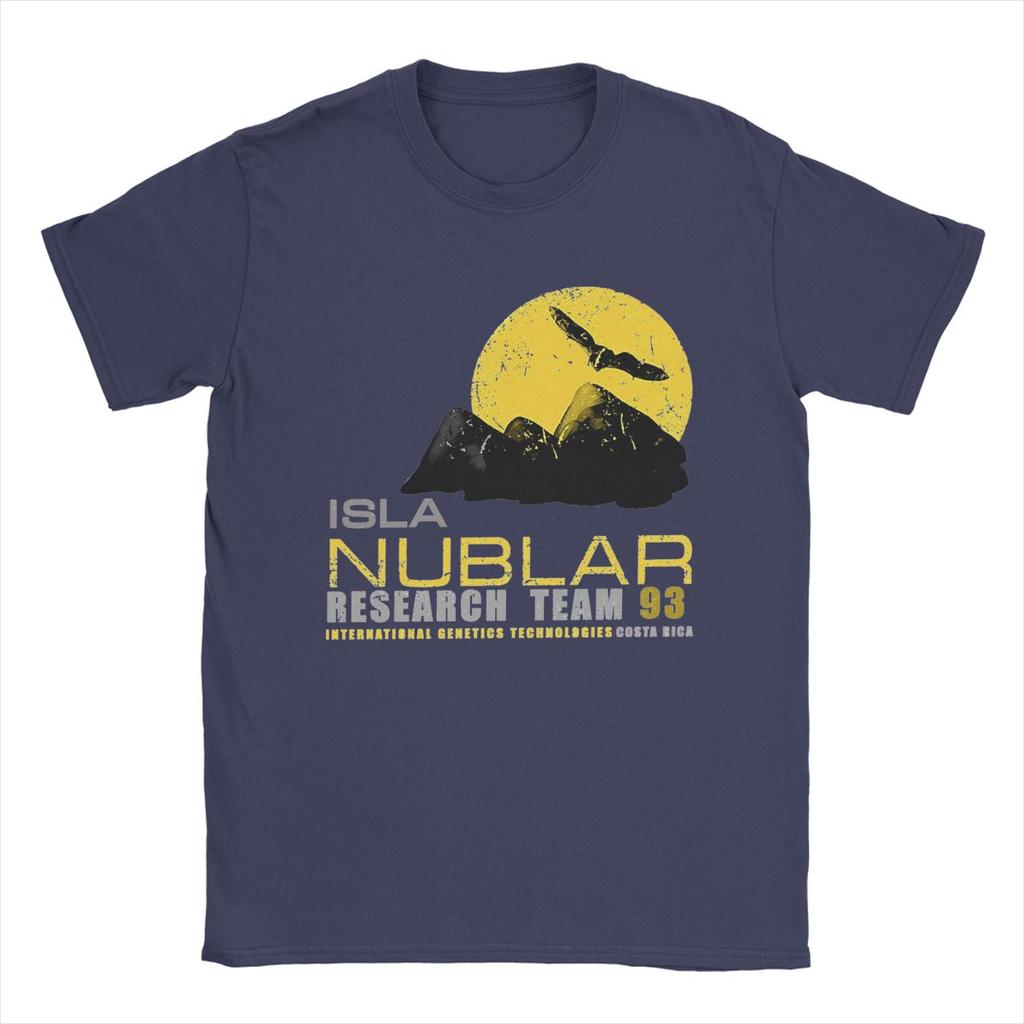 Men T-Shirts Isla Nublar Research Team Vintage 100% Cotton Tees Short Sleeve Jurassics Parks T Shirt Crew Neck Clothes Printed