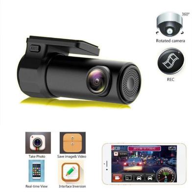 Conexão WiFi DVR para carro, alta clareza, visão noturna com pouca luz, 1080P, 360