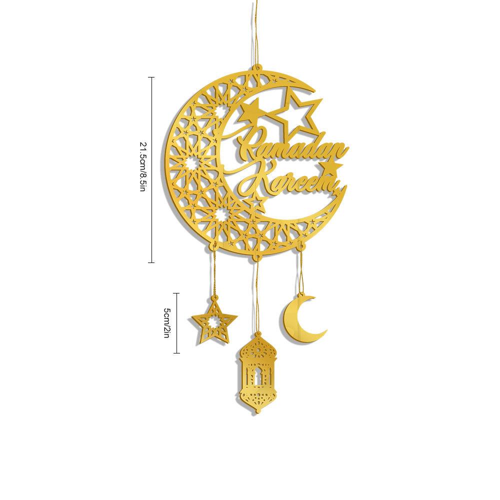 1 Stück Acryl Ramadan Kareem Mond Stern Wandanhänger Eid Mubarak Ornamente für Zuhause Eid Al Fitr Muslimische Islamische Feiertagsparty Dekoration