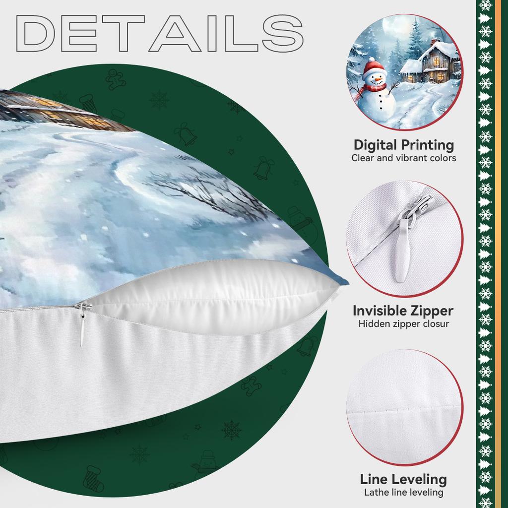 Santa Claus And Snowman Pillowcase Bedroom Sofa Cushion Cover 100% Polyester Living Room Cushion Pillowcase Home Decor