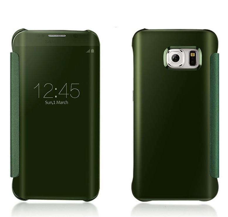 For Samsung Galaxy S6 S7 Plus Clear View Mirror Leather Flip Stand Case Cover