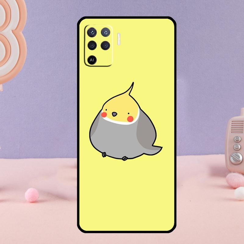 Cartoon Animal Chubby Cockatiel Phone Case For Oppo A78 A98 A80 A40 A60 A18 A38 A58 A15 A17 A77 A74 A94 A54 A57S A16 A76 A96