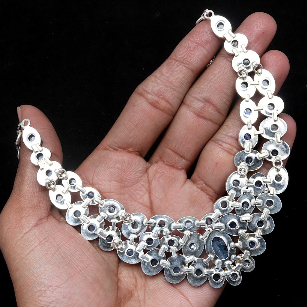 AAA+ Kyanite Cabochon Gemstone Jewelry Necklace &Earrings 18-20''