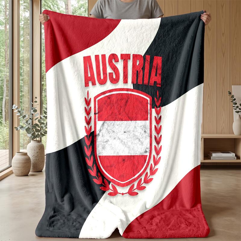 Austria Football Printed Flannel Blanket Skin Friendly Warm Decorative Throw for Indoor Couch Bed Daily Use