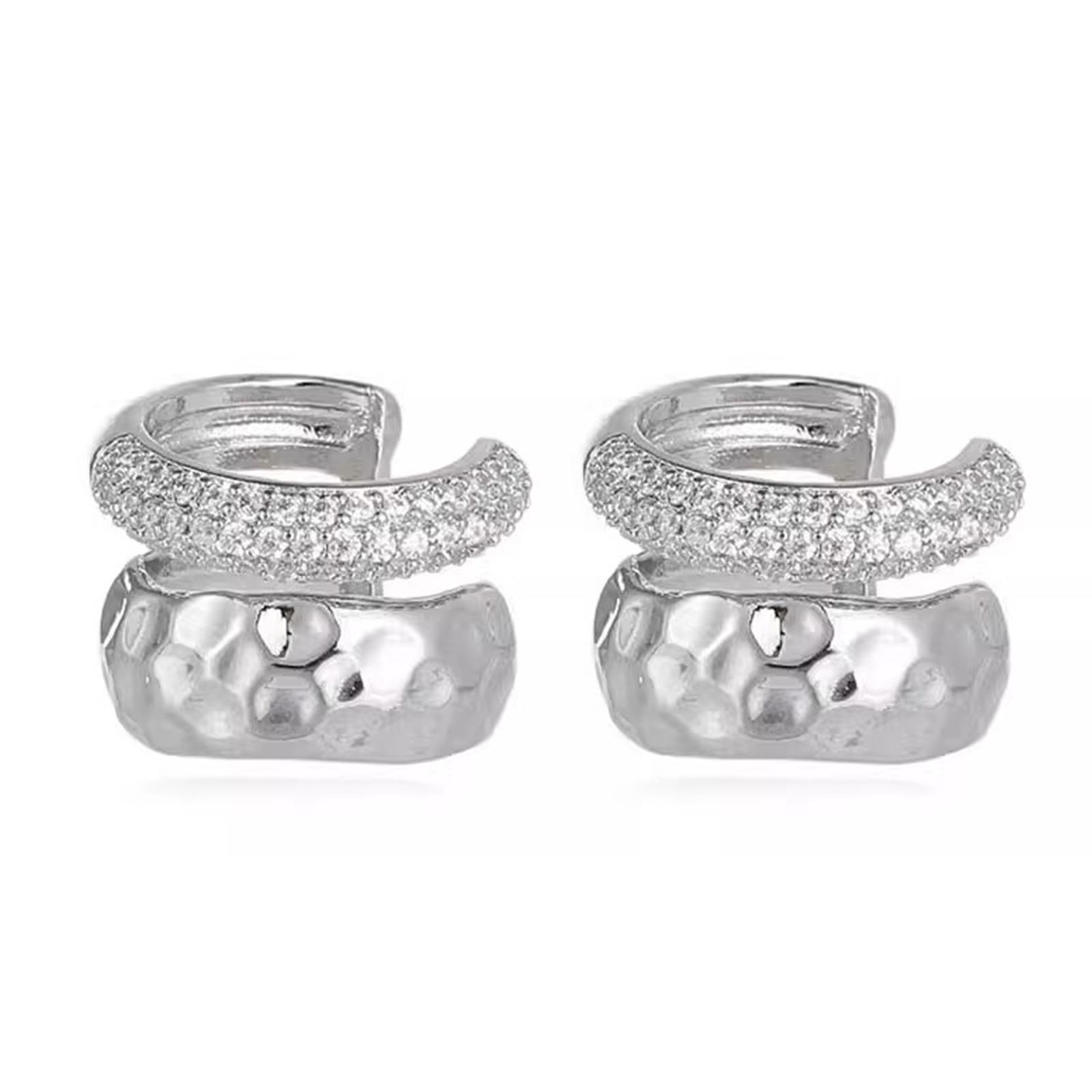

Модные панк цирконовые двухслойные серьги-каффы изысканные серьги без пирсинга ювелирные изделия простые двухслойные клипсы для ушей для женщин серебряный