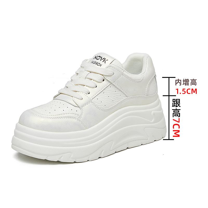 

Single shoes 2025 spring new dad shoes women s shoes thick sole inner height increase little white shoes children 8 cm casual versatile 34