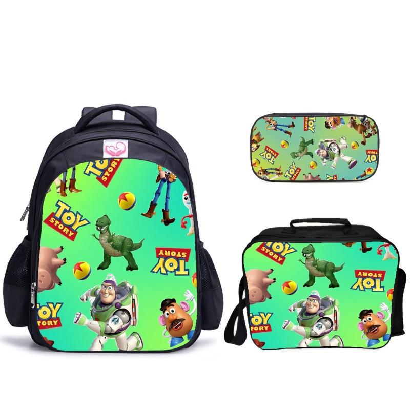 Doll Collective Probe Children'S Fun Three-Piece Set Woody Bass School Bag Pencil Bag Thermal Insulation Meal Bag Student Campus Set
