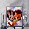 5D DIY Diamond Painting Zootopia Heart Shaped Cloud Frame Illustration Cartoon Full Diamond Mosaic Art Wall Decoration Set