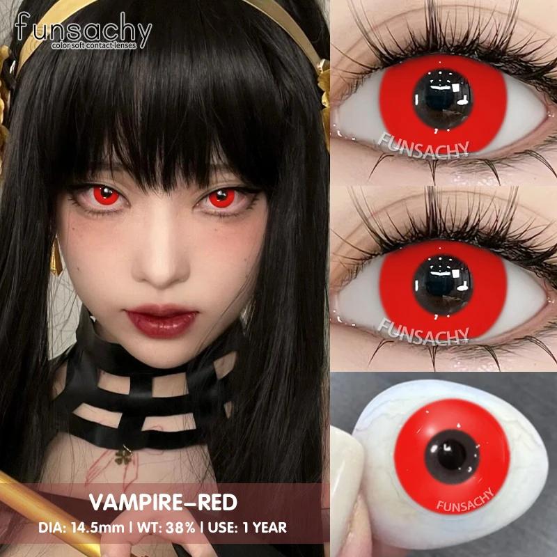 FUNSACHY 1 Pair Fashion Colored Contact Lenses for Cosplay Green Pink Anime Cosplay Lens Beauty Halloween Makeup Eye Soft Lens