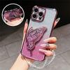 Shockproof Quicksand Butterfly Holder Stand Phone Case For Honor Magic 7 Lite X9A X9B X9C Magic 5 6 7 Pro Crystal Chain Cover