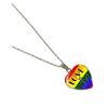 Rainbow Stripe Pattern Heart-shaped Time Gemstone Stainless Steel Pendant Necklace Fashionable Jewelry Birthday Party Gift