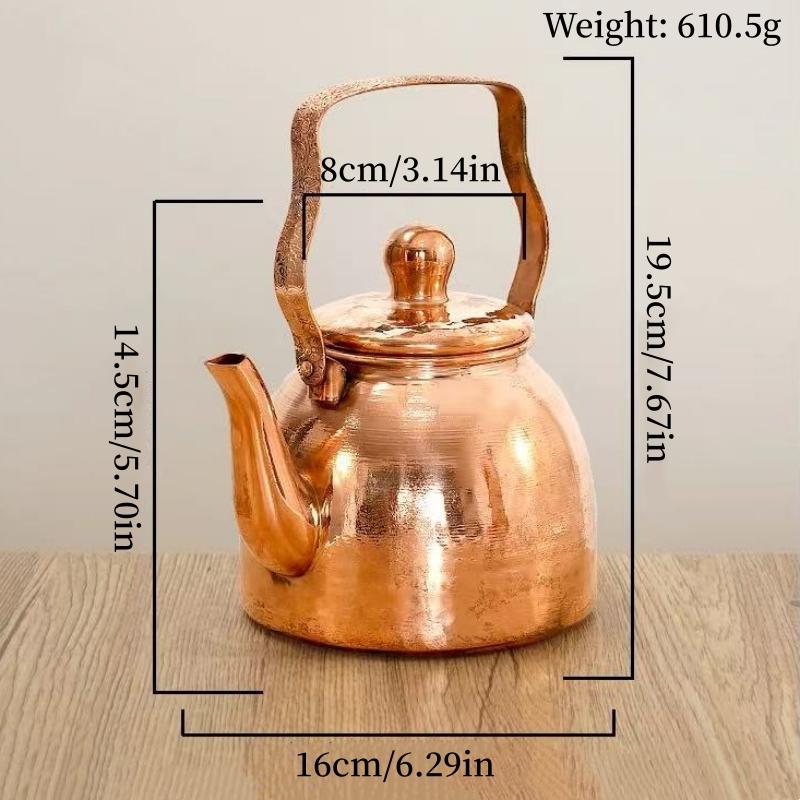Tibetan Vintage Copper Buttery Milk Tea Pot,Handheld Wire Drawing Process With lid Heat Resistant Filter Water Kettle,Teapot