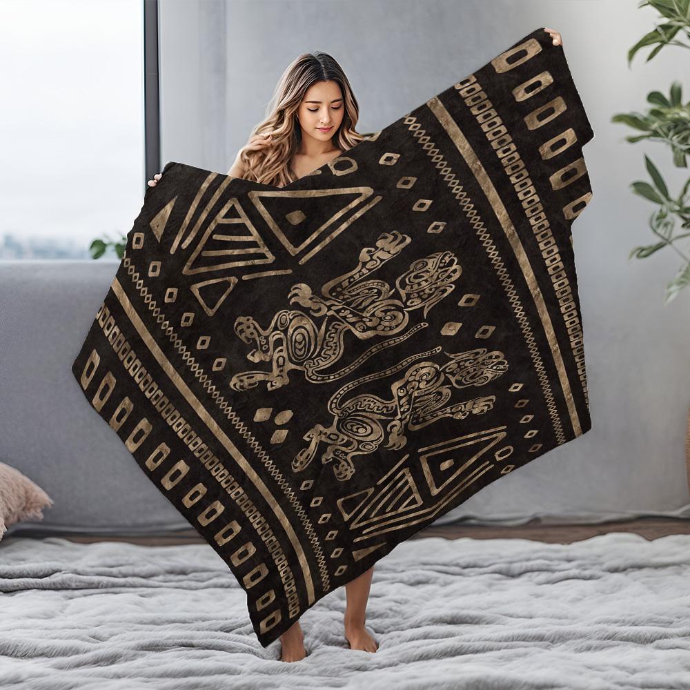 African Tribal Print Throw Blanket Bohemian Kilim Bedspread Decorative Sofa Cover Warm Fleece Blanket for Home Decor