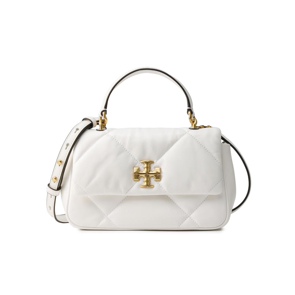 Tory Burch Kira Logo Flap Closure Napa Leather Tote Shoulder Crossbody Bag Small Women Bags White 154719-100