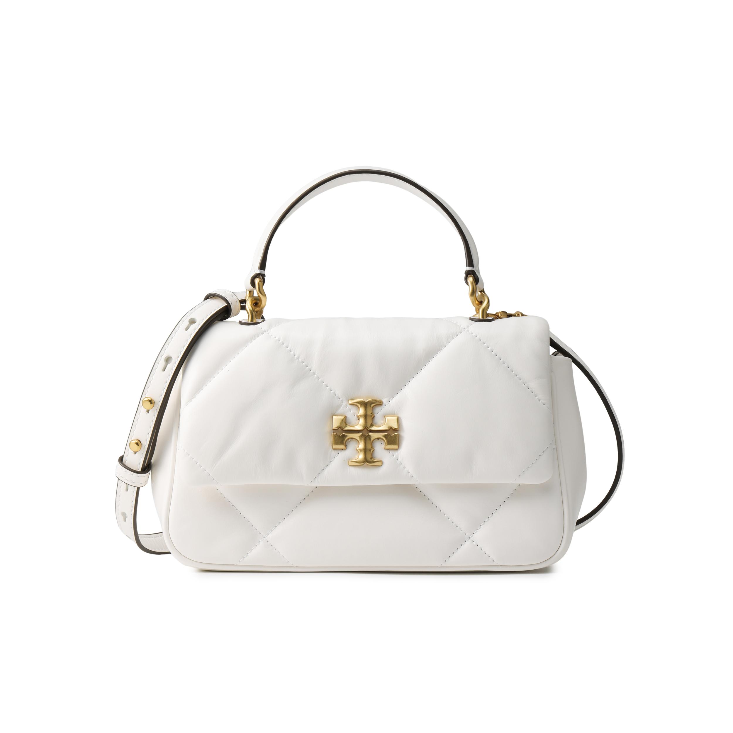 

Tory Burch Kira Logo Flap Closure Napa Leather Tote Shoulder Crossbody Bag Small Women bags White 154719-100 Basic Set (Bag+Dust Bag)