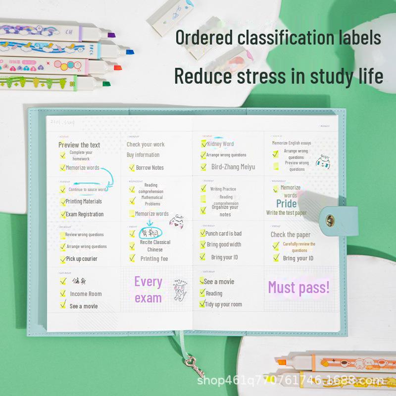Deli Eye Protection Fluorescent Marker Pen, Macaron Morandi Colors, Soft Tip