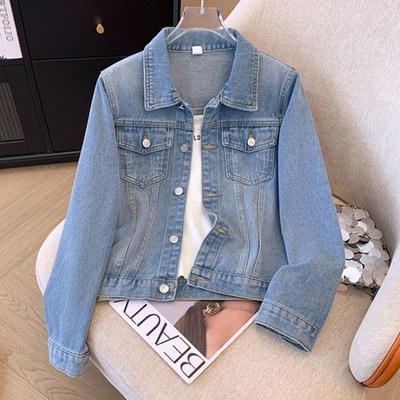 Giacca da Donna Corta Versatile in Denim, Top Autunnale e Primaverile, Stile Uomo Lento Retrò