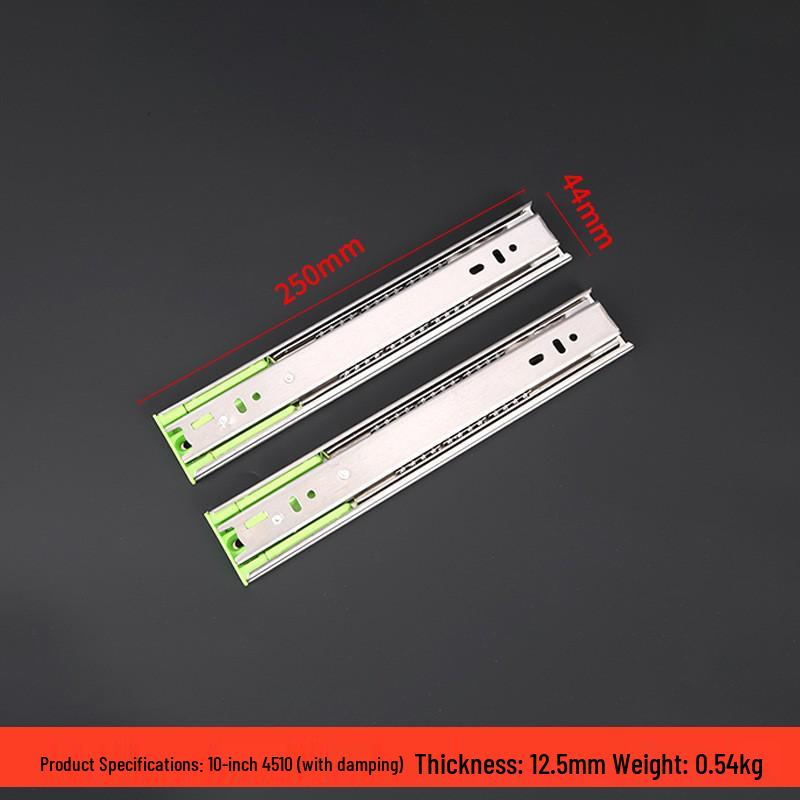 Guwanjia Geräuschdämpfende Schubladenschienen aus Edelstahl mit Stahlkugellauf für Küchenschränke, Push-Pull-Lackierung Pufferführungsschiene.