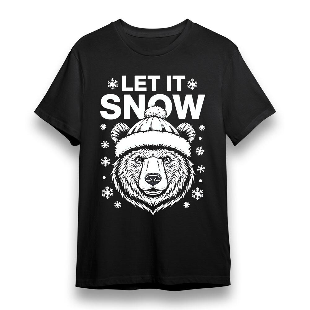 

Men s T-shirt With Let It Snow Graphic Unisex Black 100% Cotton Plus Size Tee L