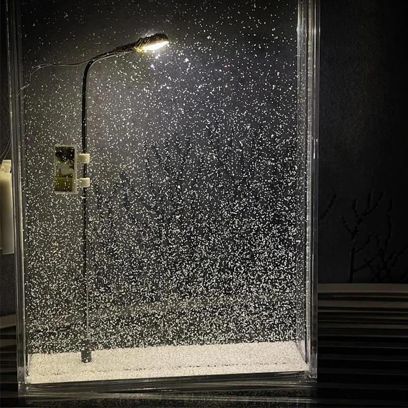 Snow Scene Street Light Snowy Night Flowing Small Night Light Snow Simulation Handmade Diy Material Package Desktop Decor