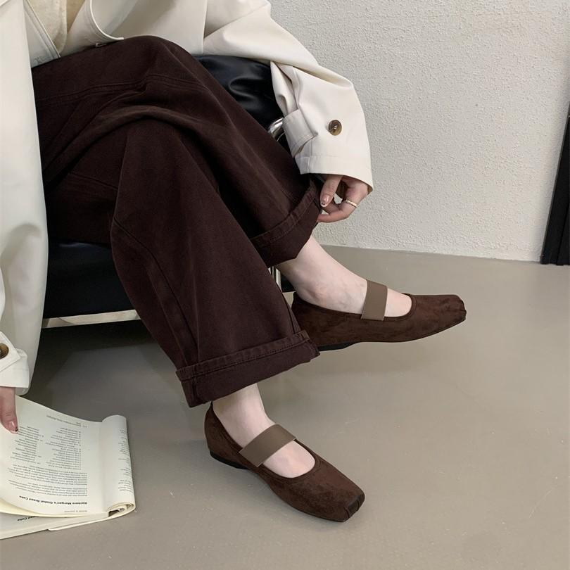 French square head with Mary Jane shoes 2025 new retro inner height-increasing ballet shoes