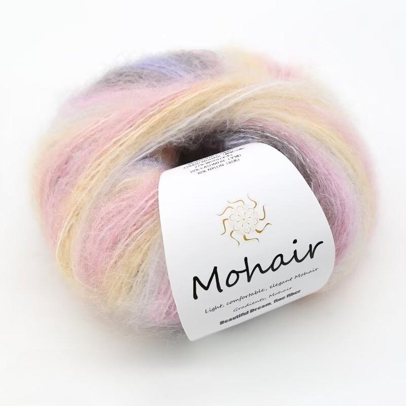 Colorful Gradient Mohair 25g Handmade Diy Woven Ready To Wear Scarf Hat Woolen Yarn Leader Dyed Mohair Yarn