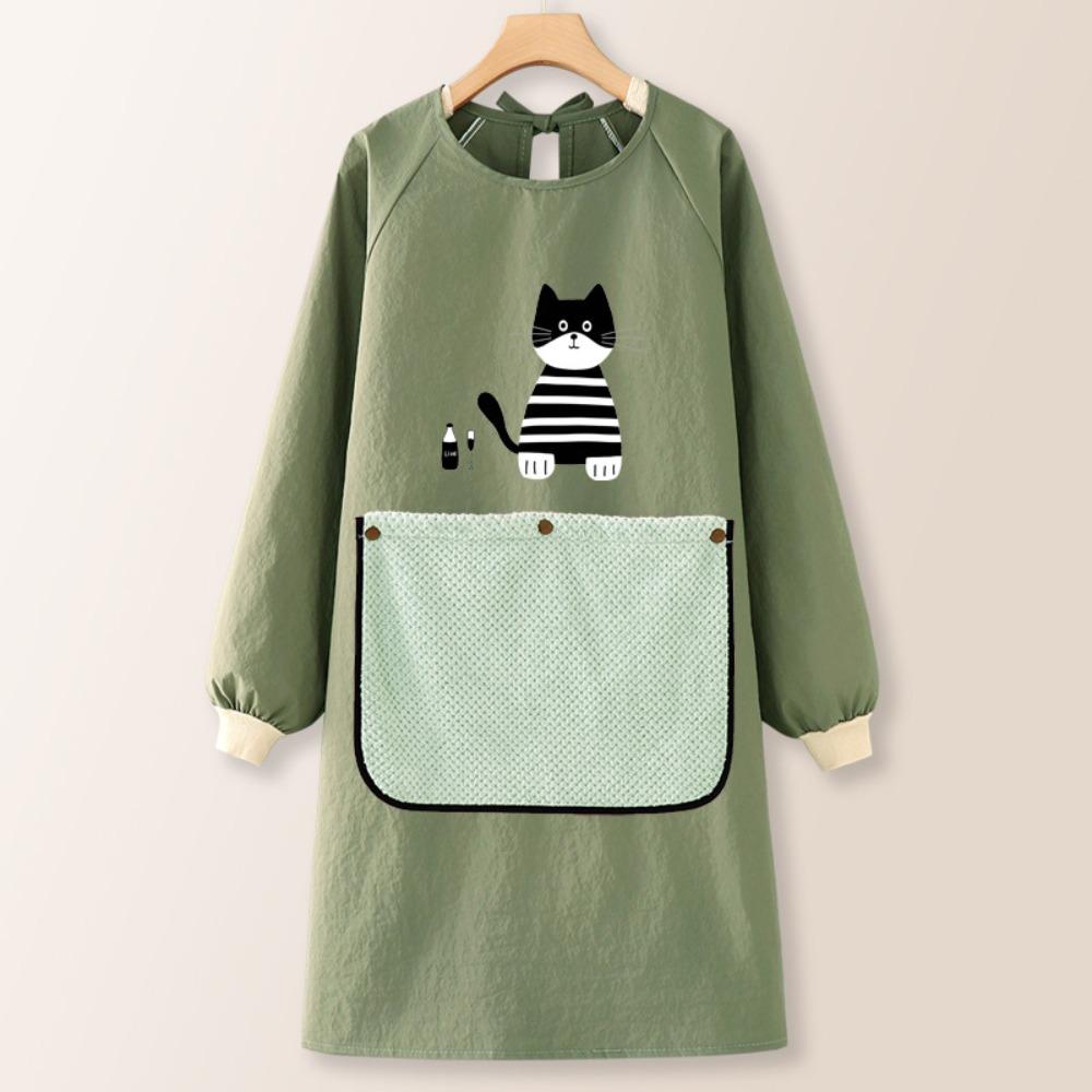 Wear-resistant Kitchen Apron Anti-fouling Hand Wipe Feature Long Sleeved Apron Comfortable with Detachable Towel