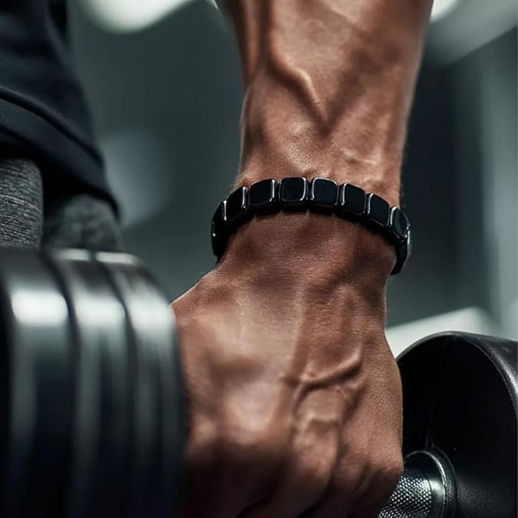 Bransoletka z Hematytu Męska - Rozpala Męską Energię, Naturalny Kamień Hematytu Koralikowe Elastyczne Bransoletki Odzyskaj Swój Pazur i Pewność Siebie