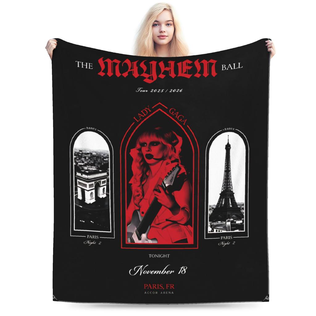 Lady Gaga The Mayhem Ball 2025 UK Tour Blankets  Warm Soft Street Trend Plush Throw Blanket For Girls Boys Bedspread Bed Cover