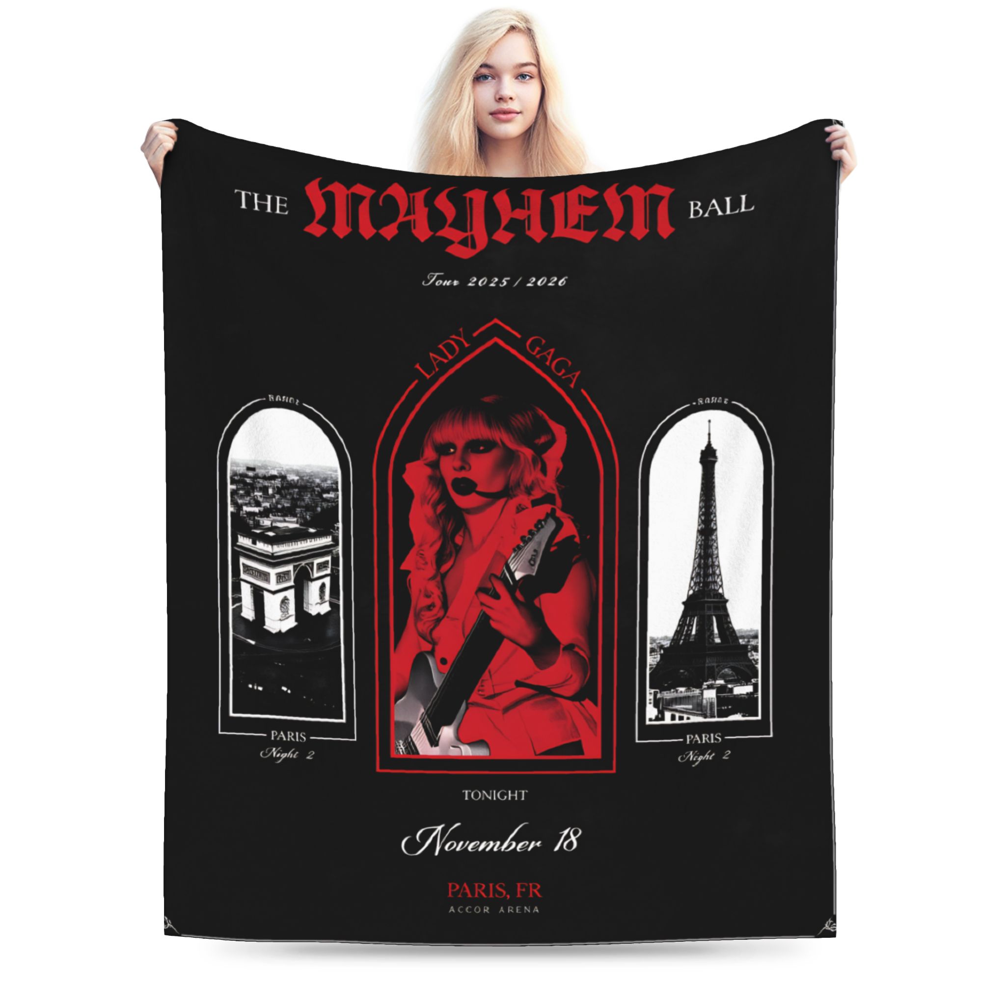 

Lady Gaga The Mayhem Ball 2025 UK Tour Blankets Warm Soft Street Trend Plush Throw Blanket For Girls Boys Bedspread Bed Cover 70x100cm
