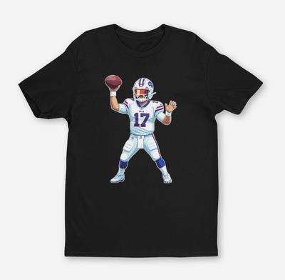 Josh Allen 16-Bit Cartoon Bills Fan Unisex T-Shirt für Erwachsene & Jugendliche