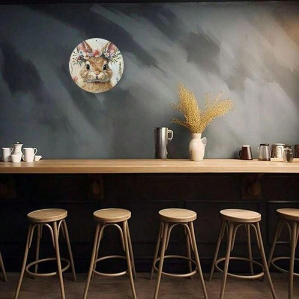Metall Wandkunst Dekoration, Osterhase Kaninchen Vintage Kranz, Wohnzimmer Poster