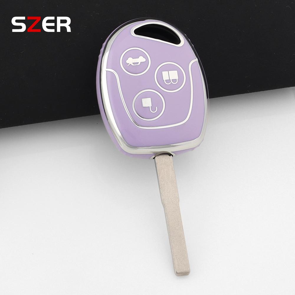 Fashion Tpu Car Key Case Cover For Ford Mondeo Focus Fusion Fiesta Galaxy Transit 2008 2006 2007 Shell Fob Keychain Accessories