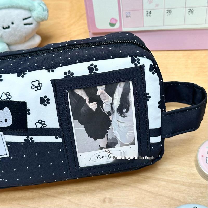 Xiaohongshu Cat Pencil Case: Clear Window, Large Capacity, Stylish Stationery Bag for Students