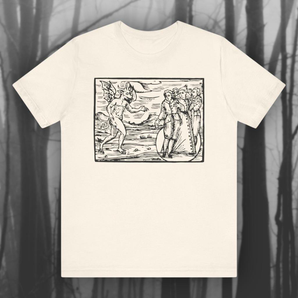Awaken The Devil Mysterious Woodcut Shirt Vintage Voodoo T-shirt Black Magic T-shirt Horror Gothic T-shirt Unisex Short-sleeved