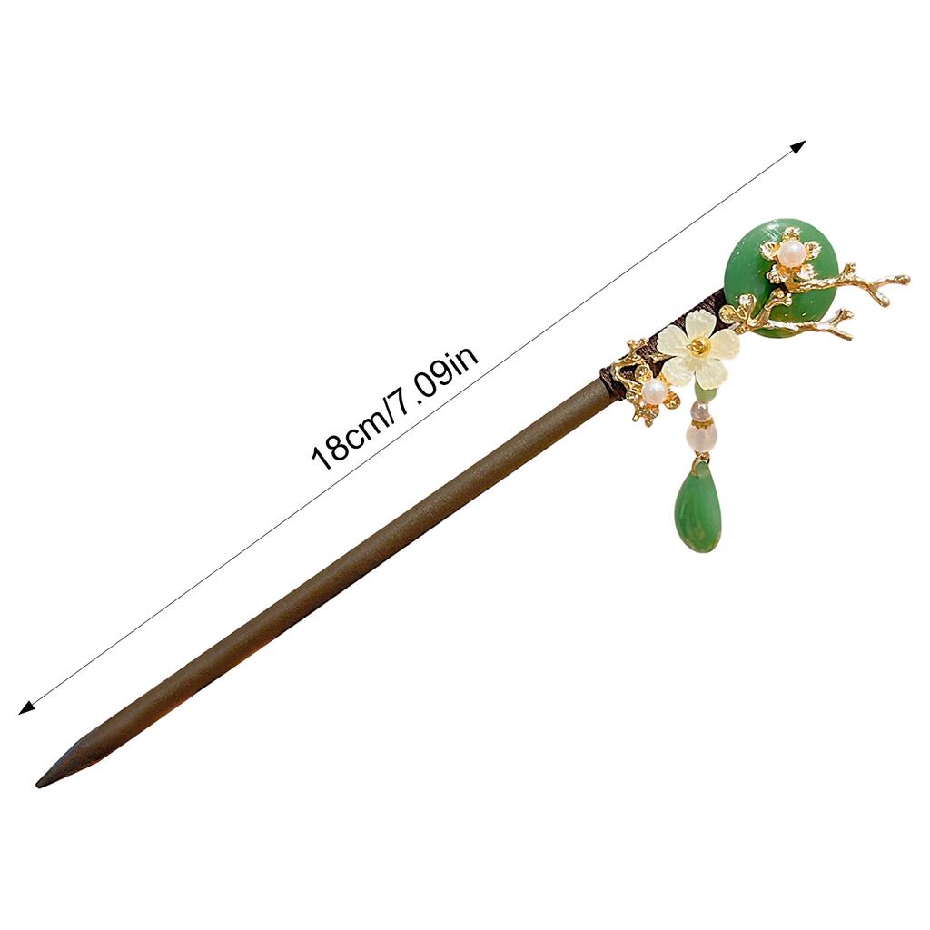 Wooden Hair Sticks Forks Retro Chinese Style Hairpins Forks Colorful Flower Designs Pendant Headpieces Hair Jewelry Ornaments