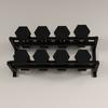 Wall-Mounted Dumbbell Rack, 2-Tier Weight Stand, Space-Saving and Multi-Functional Steel Organiser for Home Gym, Black