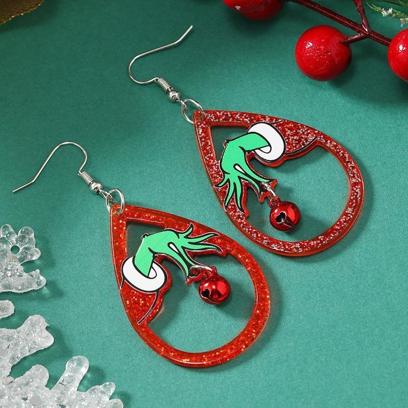 The Grinch Acrylic Drop Earrings Geometric Animal Shape For Holiday Gift Style A