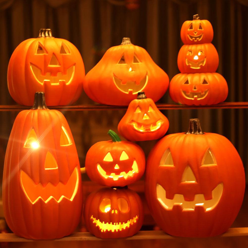 Halloween Glowing Pumpkin Spooky LED Scene Layout Light Up Pumpkin for Halloween Pumpkins Decor Party Favor Gifts