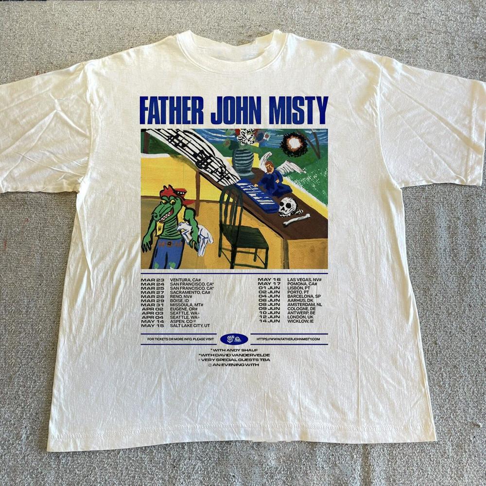 Футболка с принтом Father John Misty Tour 2026 Подарок для фаната Полный размер от S до 5XL MD1443 Унисекс футболка XL