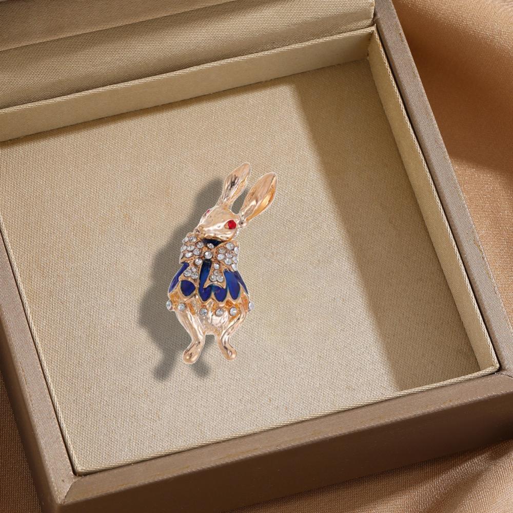 

Glaze Rhinestone Rabbit Brooch Women All-Season Universal Metal Badge Trendy and All-Match Clothes Bags Scarf Accessories Brooch
