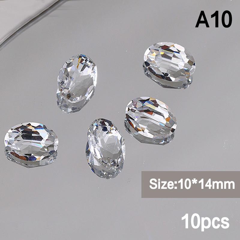 10 Stück Eis Durchsichtig Nagelkunst Kristall Glänzend Klar Spitzer Boden Glasstein 3D DIY Maniküre Dekoration Zubehör