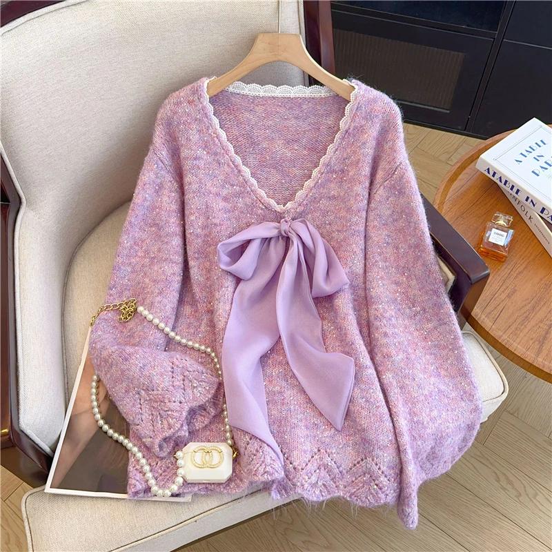 Sweater for Women Winter Thickened V Neck Pullover Warm Knitted Stretchy Long Sleeve Oversize Jumper Sweater Tops