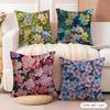 Classic Art Floral Pattern Cushion Cover Natural Linen Organic Fabric Double-Sided Printing Sofa Home Decor Gift Pillow Cover