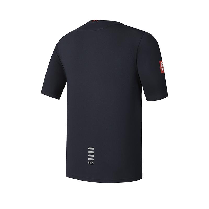 FILA Cycling Athletics Simple Comfortable Casual Versatile Knit Short Sleeve T-Shirt Men Tops Deep-Blue A11M528102F-DB