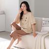 Premium Modal Cold Silk Cool Pajamas Women's Summer Short-sleeved Trousers with Chest Pads Can Be Worn Outside Loungewear Suit