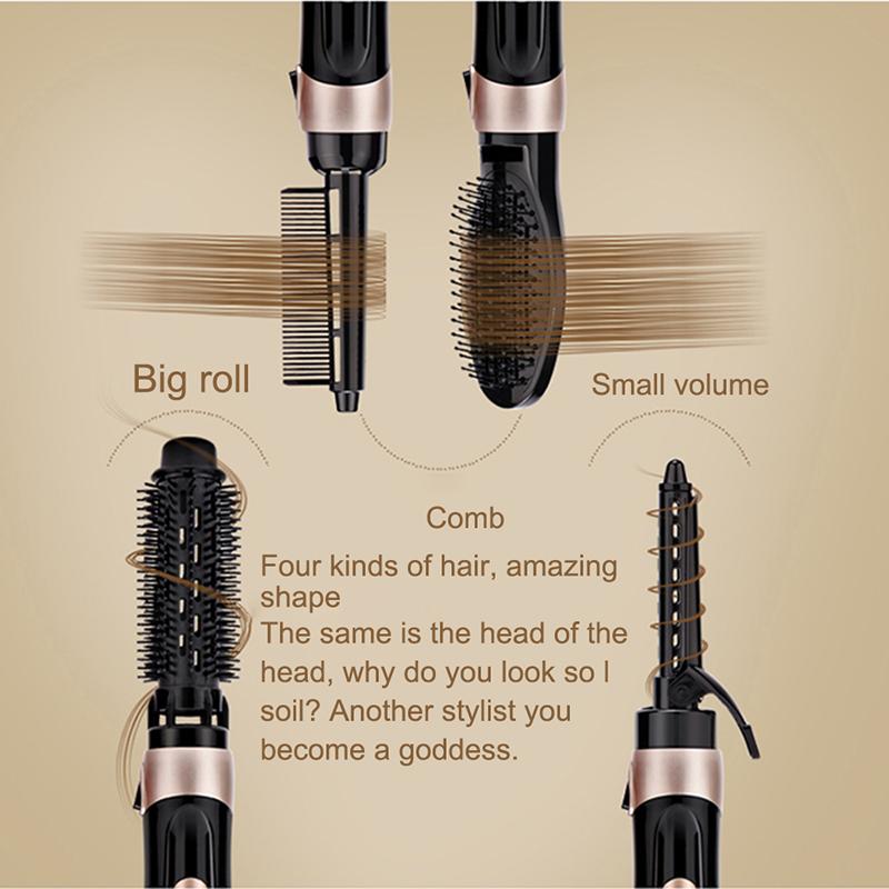Hair Blower Brush Negative Ion Hair Dryer Brush 4 in 1 Blow Dryer Hair Curling Iron Straightening Brush